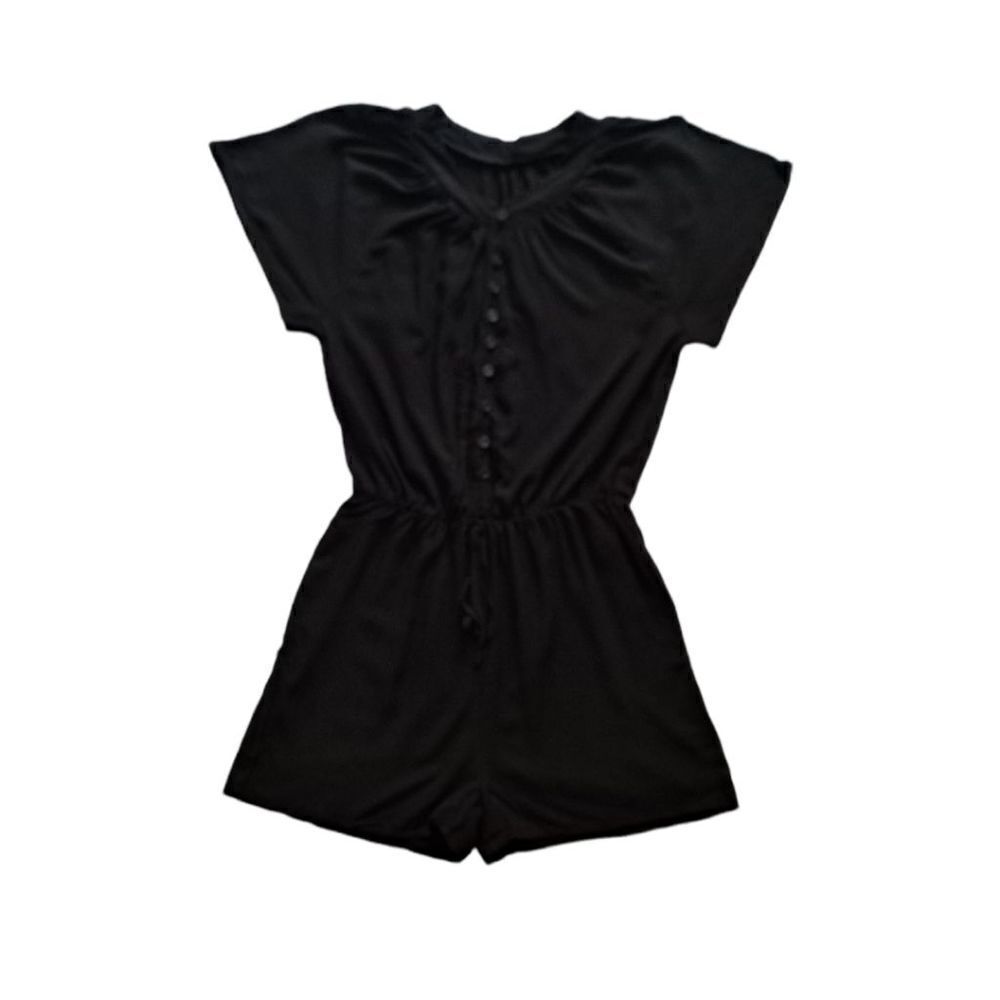 Casual Short Sleeve Romper Black XLarge
